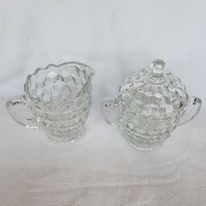Indiana Glass Whitehall Cubist Sugar Bowl & Creamer Set